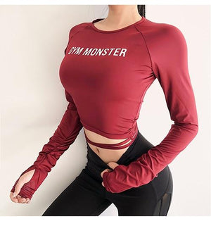 Women Sexy Long Sleeve Gym Top